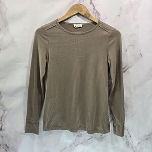 Hessnatur Clodagh T Shirt Womens Small 6 Brown Long Sleeve Cuffed Vintage